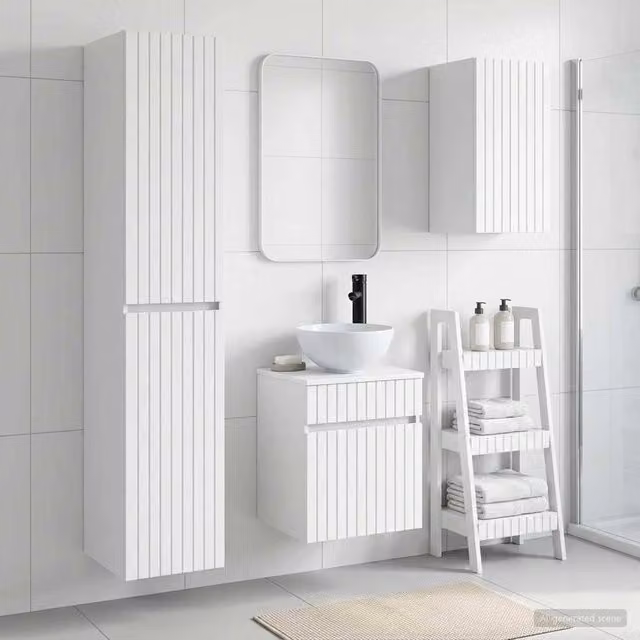 Set di mobili per il bagno 3 pz Bianco 33 x 34,5 x 160 cm 3406083