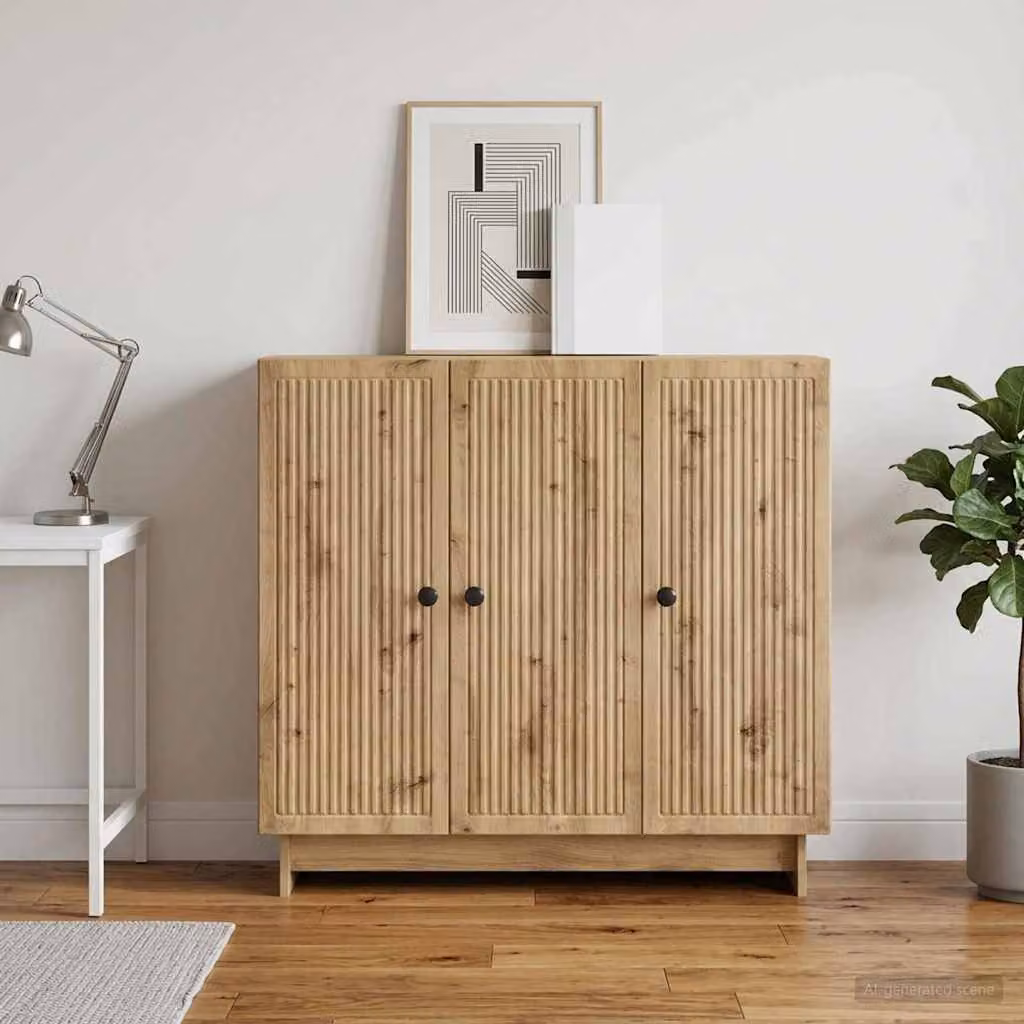 Credenza in stile scandinavo vidaXL in rovere marrone L: 89 cm, P: 34,5 cm, H: 80 cm
