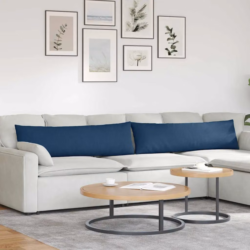 Set di 2 cuscini da divano vidaXL in tessuto blu, forma rettangolare, L 145 x P 40 x H 40 cm
