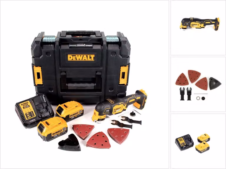DeWalt DCS 355 M2 18V XR Utensile multifunzione ad oscillazione a batteria in valigetta TStak + Kit 29 pezzi + 2x Batterie 4,0 Ah + Caricatore