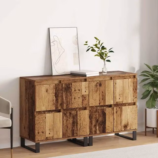 Credenza 2 pz-Set di 2 Buffet-Armadio da cucina Legno vecchio 60 x 35 x 70 cm 426152