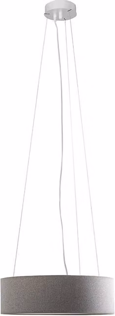 Lampada a Sospensione Bianca, Paralume Cilindrico Grigio, E27, IP20, Ø 48 x 15 x 150 cm - Rossini - Design Minimal ed Elegante