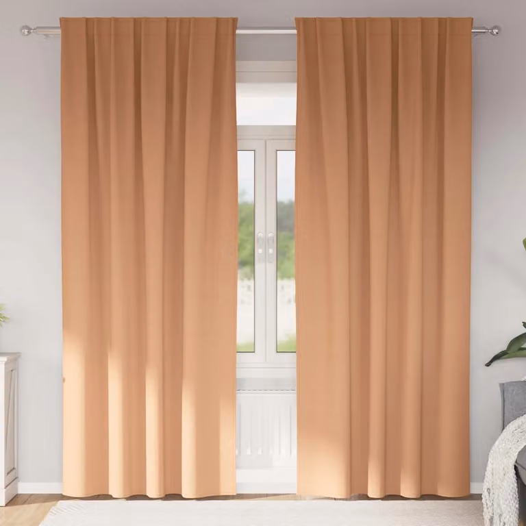 Set di 2 tende blackout vidaXL con anelli, colore marrone, H 245 x L 140 cm