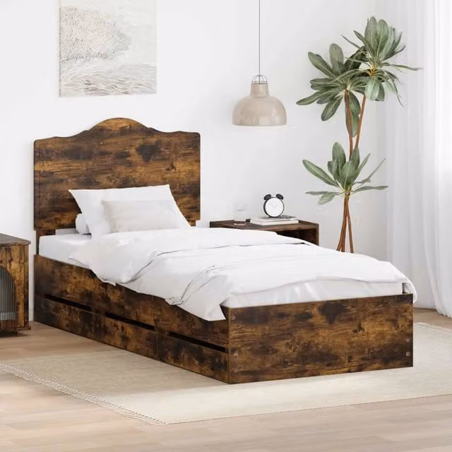 Struttura del letto-Giroletto Quercia Affumicata 100 x 200 cm 689176
