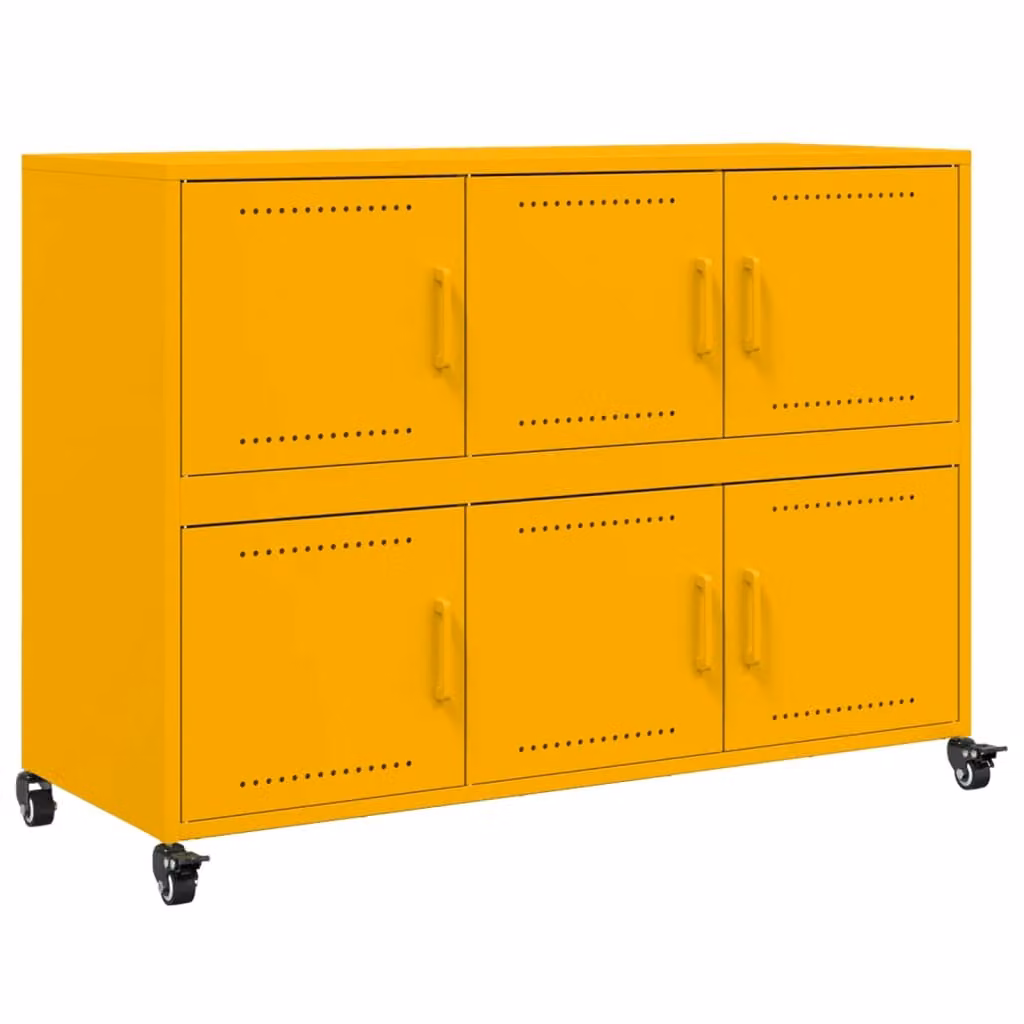 Credenza Giallo Senape 100,5x39x72 cm Acciaio Laminato a Freddo