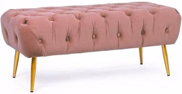 Panca Giacinta Polignac in tessuto effetto velluto rosa di GIORDANOSHOP L: 46 cm, P: 40 cm, H: 46 cm