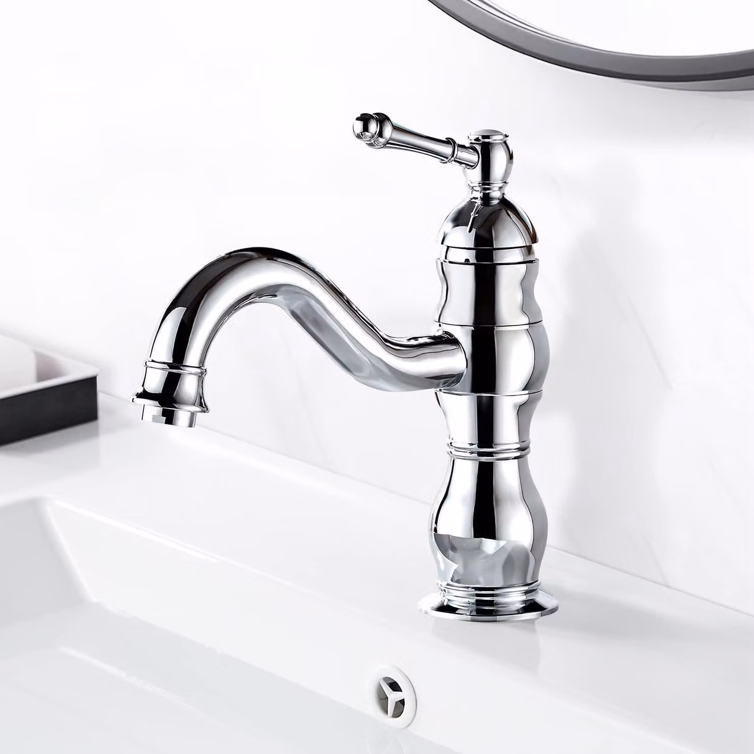 Miscelatore per lavabo, rotazione a 360°, in ottone cromato, monocomando, per acqua fredda e calda