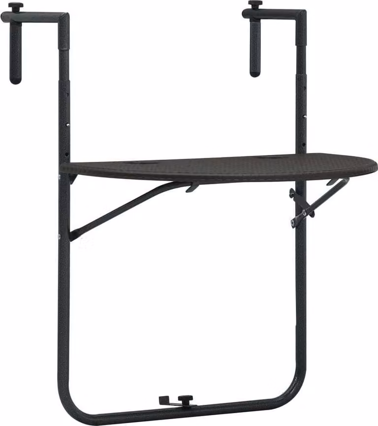 The Living Store Tavolo sospeso da balcone marrone 60x64x83,5 cm in plastica effetto rattan