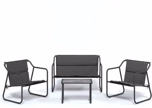 Set Salotto da Giardino 4 pz | Set di Mobili da Esterno con Cuscini in Acciaio Antracite