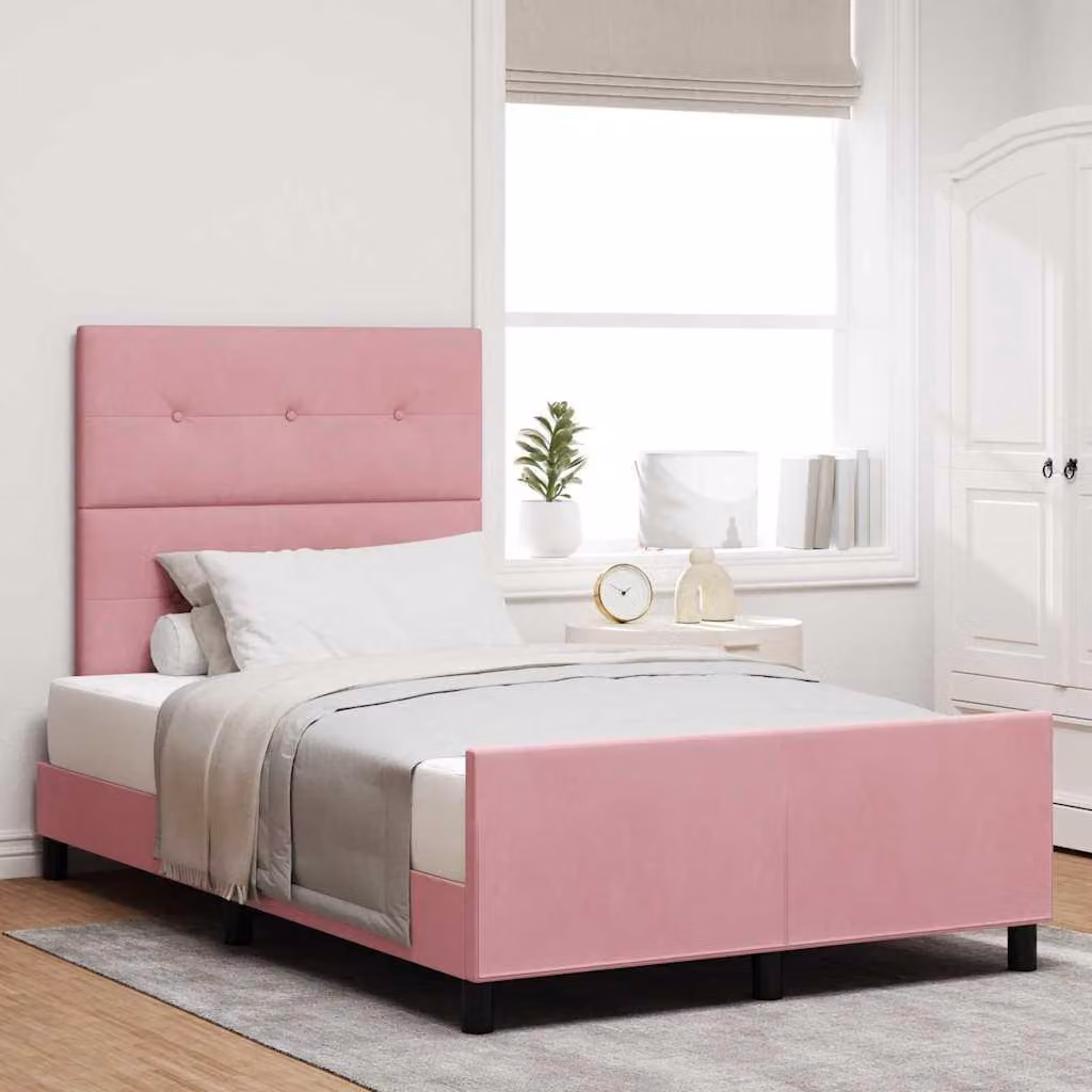 Maison Exclusive - Letto boxspring con testiera Rosa 120 x 190 cm in velluto