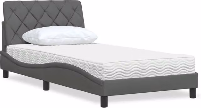 Letto con Materasso-Struttura Letto con Materasso Grigio Scuro 100x200 cm in Tessuto