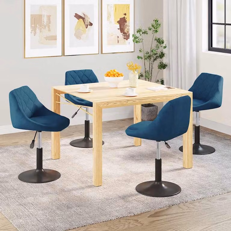 Set di 4 sedie da pranzo girevoli vidaXL in velluto blu con base moderna