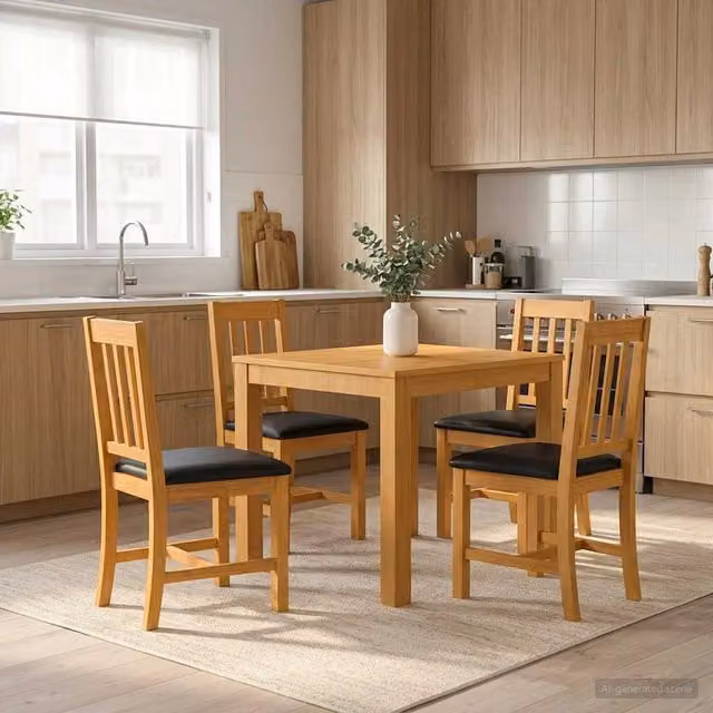 Set da pranzo moderno vidaXL in legno di quercia nero e marrone composto da tavolo quadrato e 4 sedie