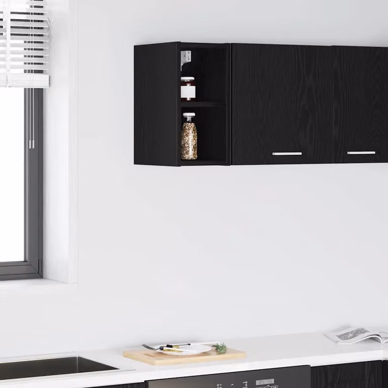 Armadio pensile da cucina moderno vidaXL in nero con ante a battente e ripiani interni L/P/H: 20 x 29,5 x 40 cm