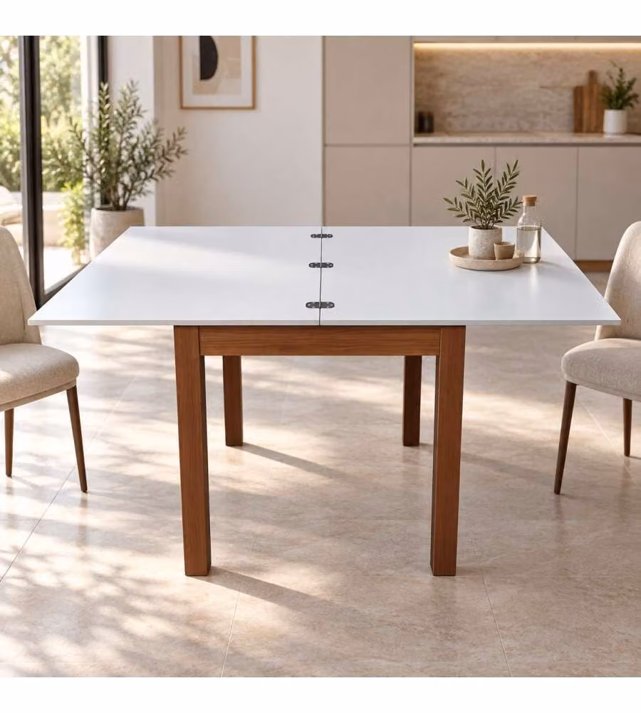Domo Mea Tavolo estensibile Bianco-Noce 80/160x80 cm per cucina e sala