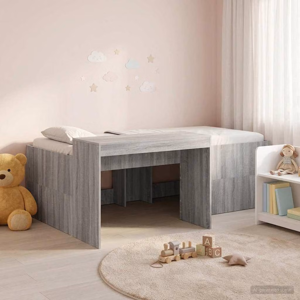 Maison Exclusive - Letto a soppalco con scrivania per bambini, grigio Sonoma, realizzato in legno laminato