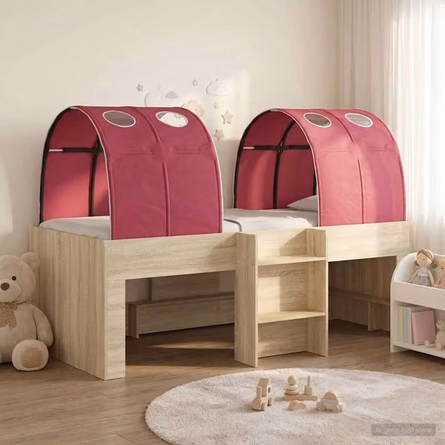 Letto con Tunnel 3 pz Sonoma e Rosso Legno ingegnerizzato 3423579