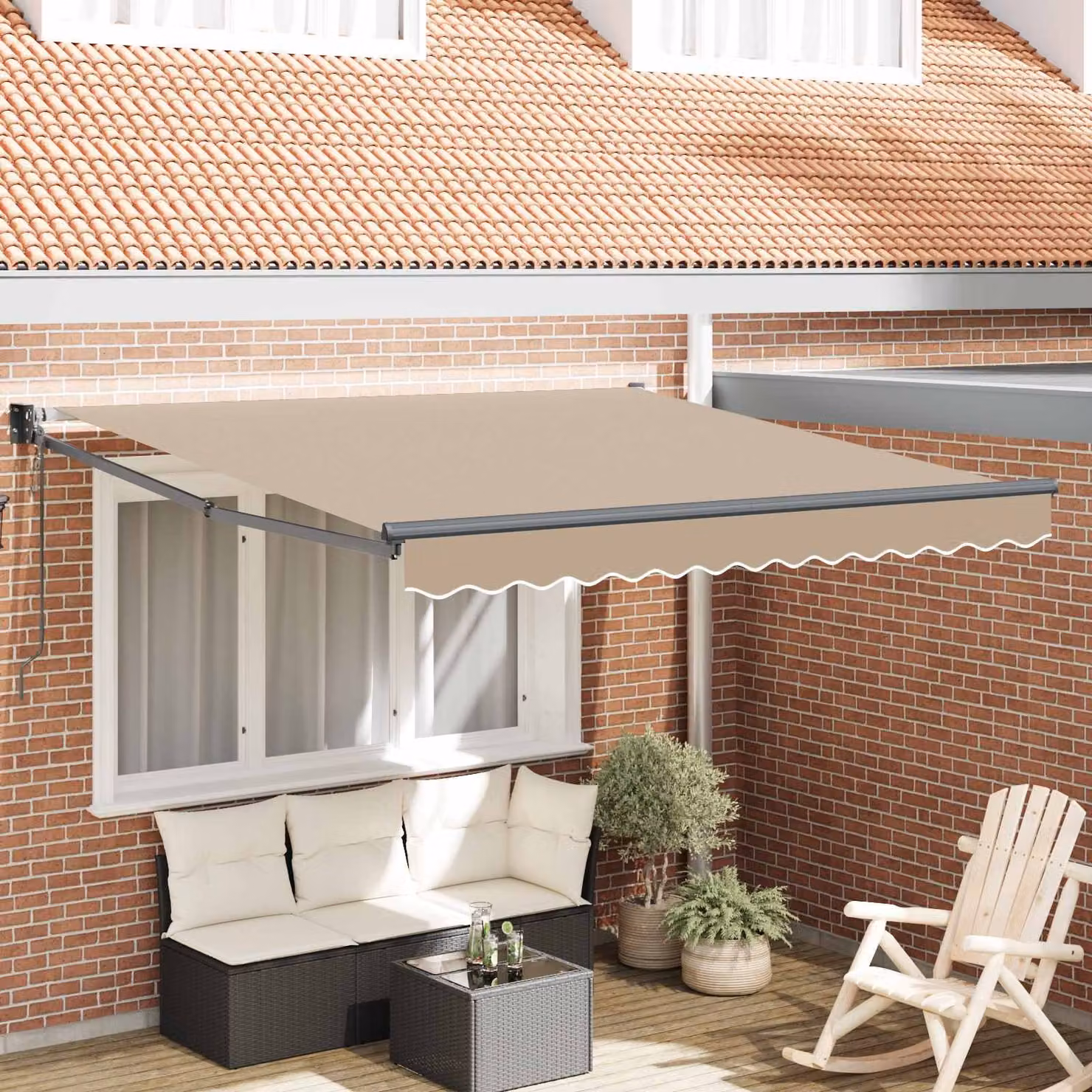 Tenda retrattile vidaXL beige in poliestere e metallo L: 350 cm, P: 250 cm