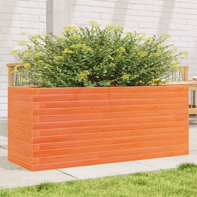 Fioriera da giardino vidaXL in legno di pino massello marrone con finitura cerata L/P/H: 110 x 40 x 46 cm