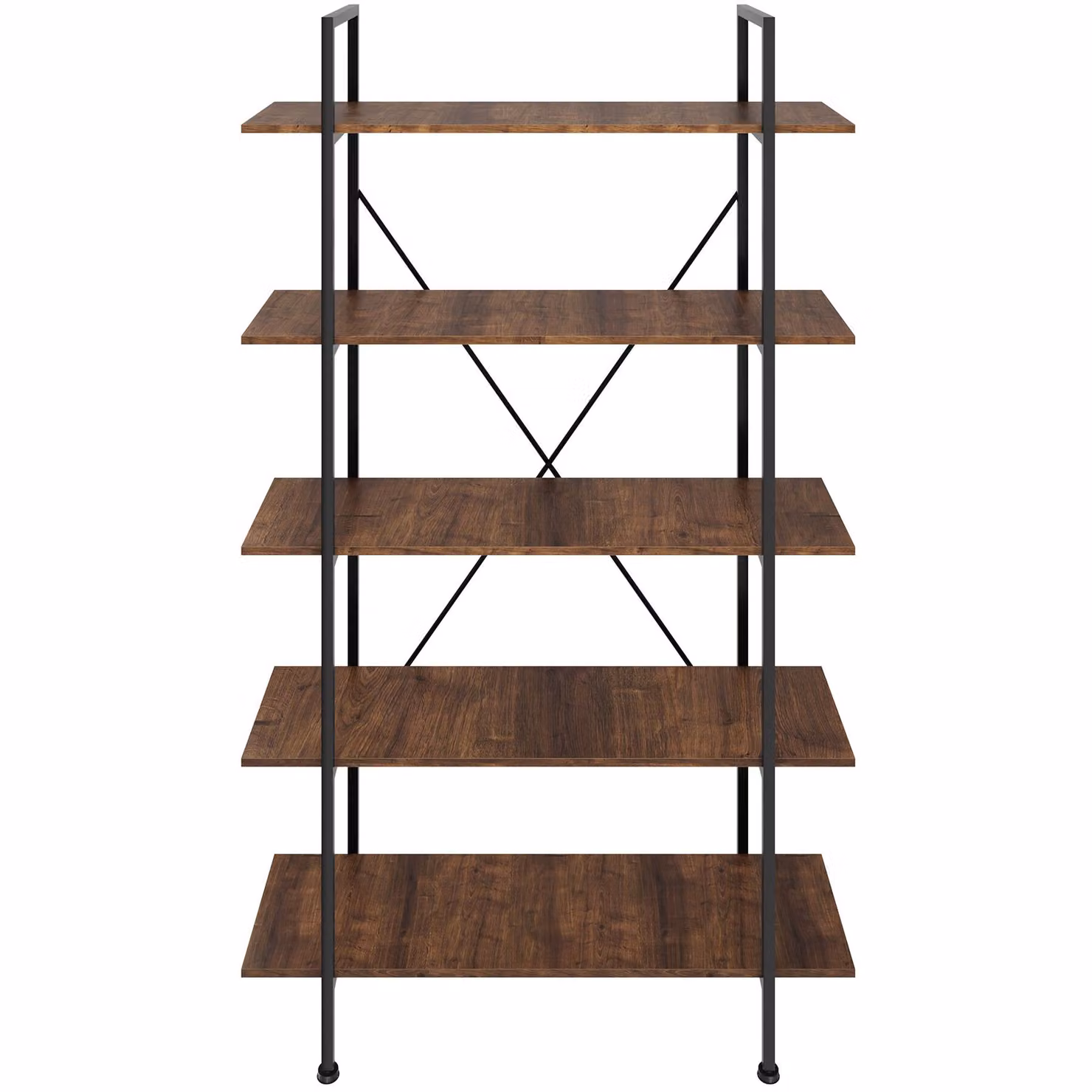 Scaffale Glasgow Tectake in stile industrial con legno scuro e metallo, L: 106.0 cm, P: 34.5 cm, H: 179.5 cm – 3
