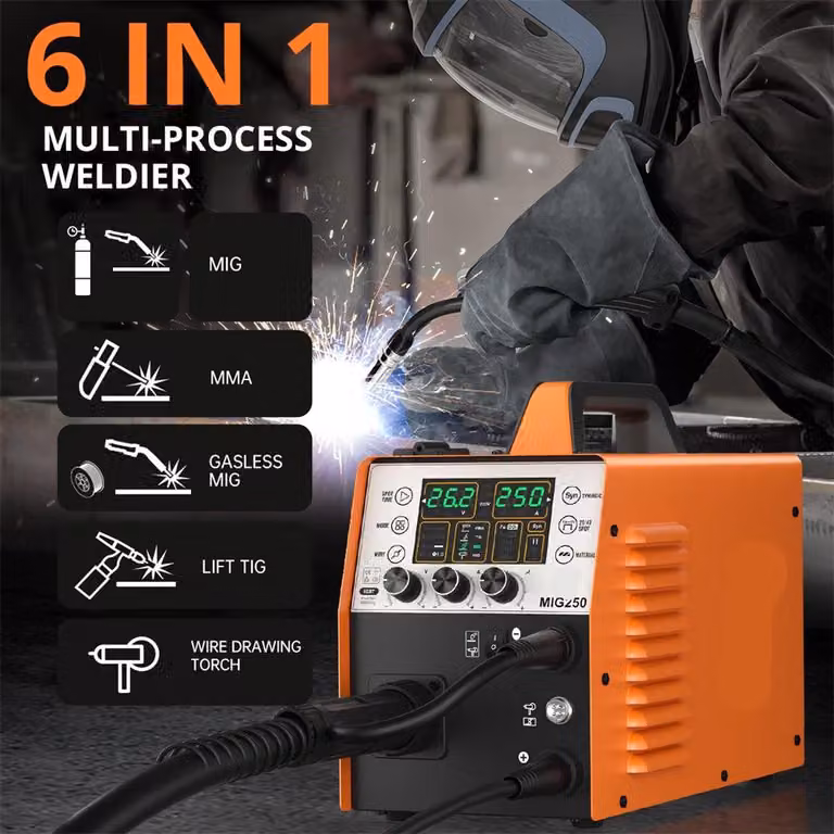 Saldatrice - Saldatura MIG - Saldatura TIG - Saldatura MMA - Compatta - 15-250 Ampere - Multiuso