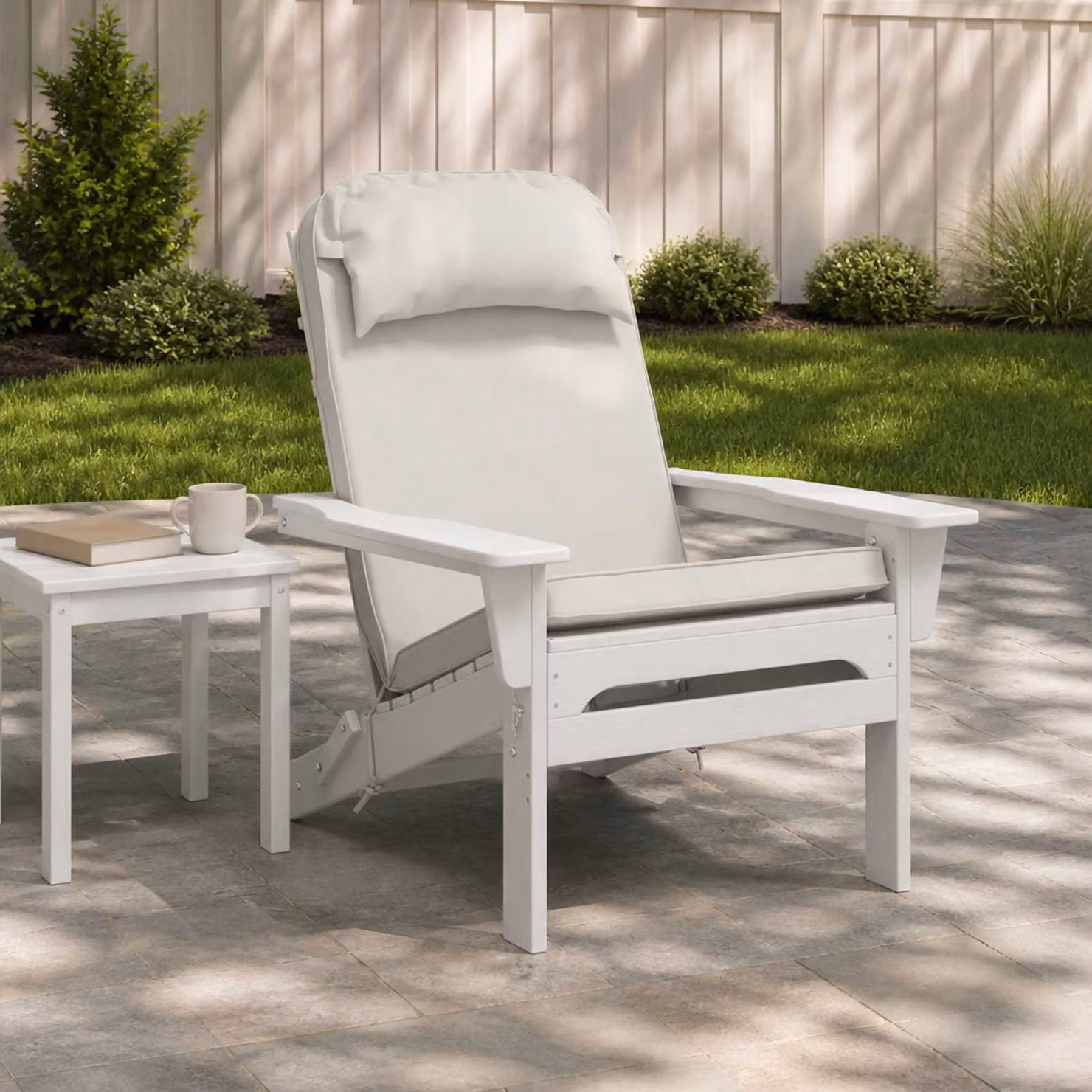 vidaXL Cuscino per Lounger da Sole in Poliestere Bianco con Rivestimento Lavabile L: 124 cm, P: 55 cm, H: 5 cm