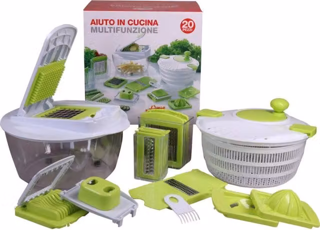 Set di 6 confezioni 20 Pezzi Aiuto In Cucina Bianco/verde Abset Acciaio