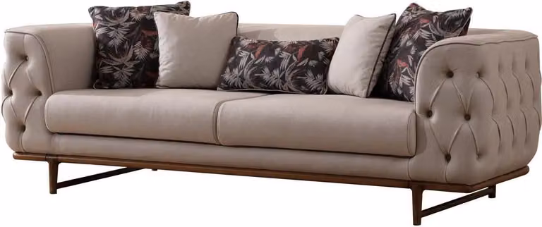 Hellbeiger Chesterfield Dreisitzer Luxuriöser 3-Sitzer Edle Polster Sofas