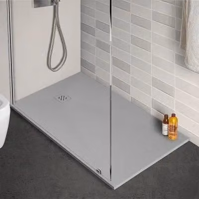 Piatto doccia rettangolare Karen INBAGNO grigio effetto pietra in resina, L: 140 cm, P: 70 cm, H: 3 cm