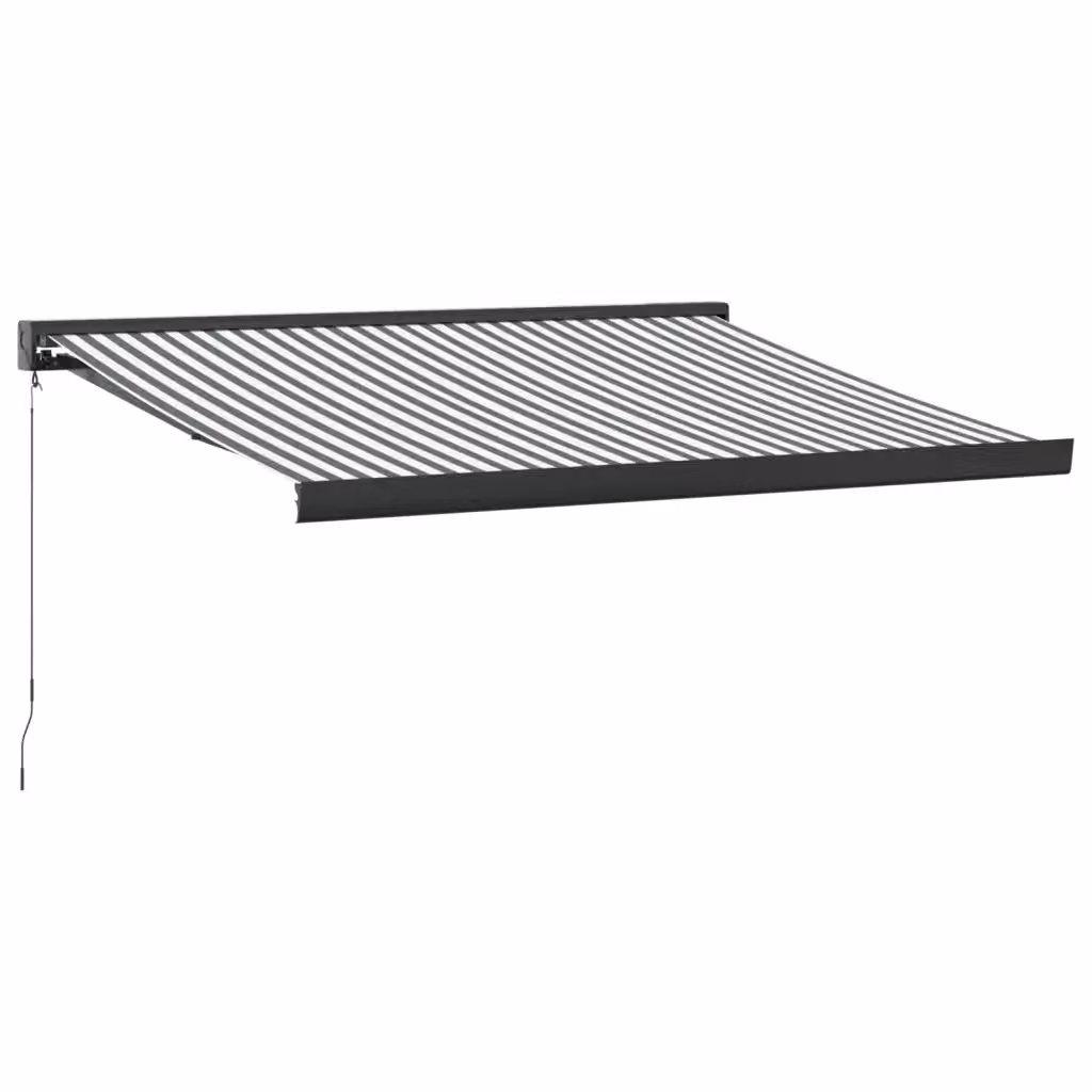 Tenda Retrattile vidaXL con Bracci Pieghevoli in Alluminio e Tessuto in Poliestere, Colore Antracite e Bianco, L 3,5 m x P 2,5 m – 2