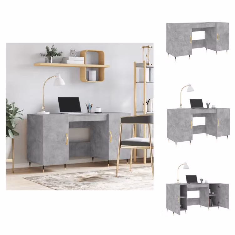 vidaXL Scrivania grigio cemento 140x50x75 cm in legno - Scrivanie
