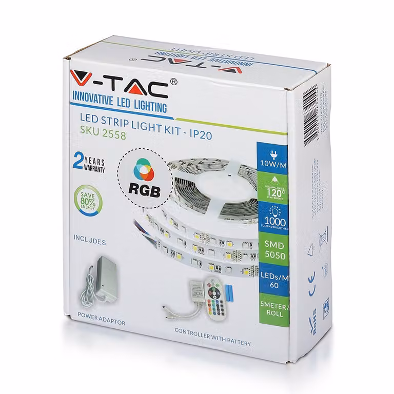 V-TAC LED Tape Set Alimentatore a nastro Controller remoto VT-5050 60 IP20-RGB RGB 1000lm