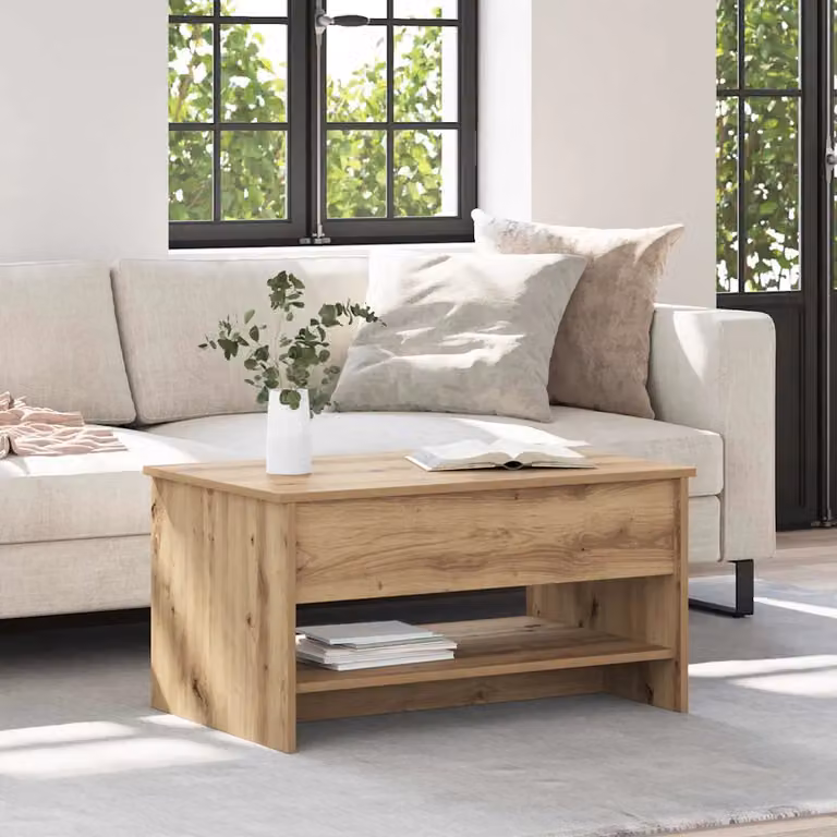vidaXL Tavolino da salotto moderno in legno color rovere, L: 80 cm, P: 50 cm, H: 41,5 cm