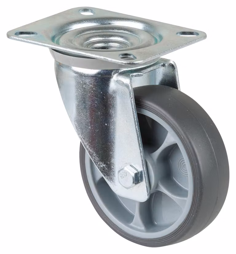 BS Ruote girevoli con piastra avvitabile cuscinetto a rulli in gomma termoplastica 100 mm 110 kg - L400.B44.101