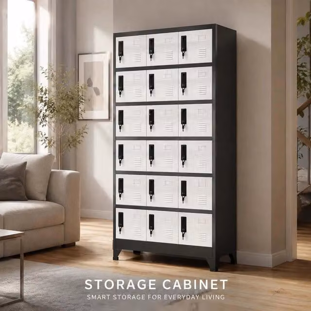 Locker Cabinet, Anthracite And White, 90x40x180 Cm, Steel