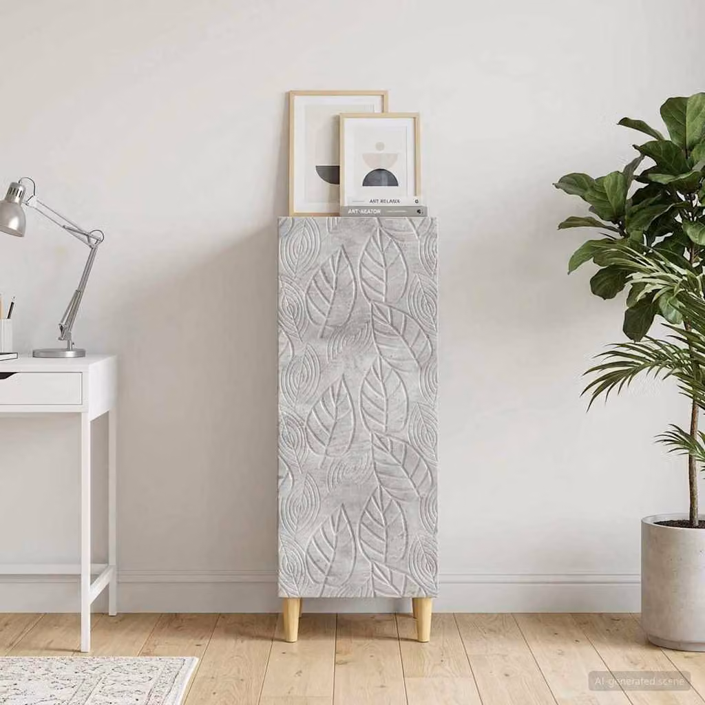 Credenza moderna vidaXL in legno ingegnerizzato, Grigio, L: 33 cm, P: 34,5 cm, H: 90 cm
