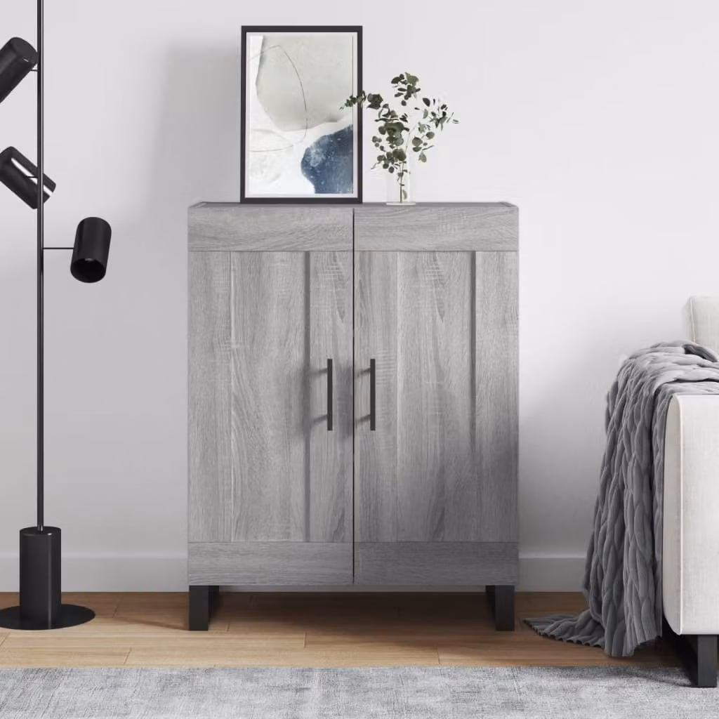 Credenza vidaXL in Legno Multistrato Grigio Sonoma L: 69,5 cm, P: 34 cm, H: 90 cm