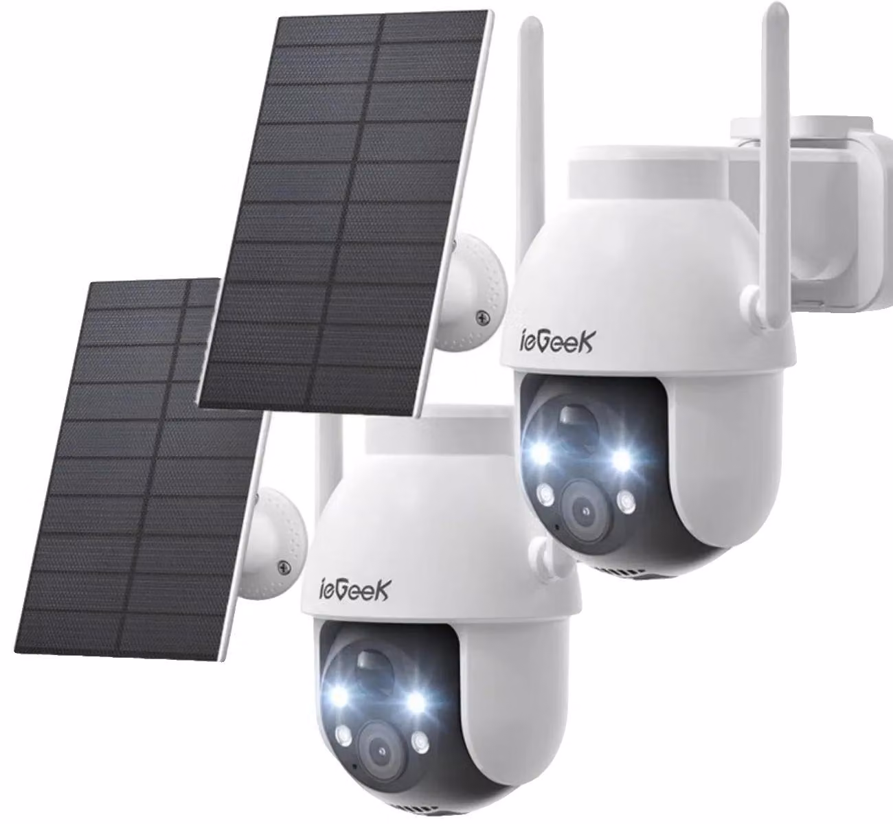 Telecamera di sicurezza, risoluzione 3MP, rotazione a 355°, angolo di visione di 130°, resistente alle intemperie (grado di protezione IP66), audio bidirezionale
