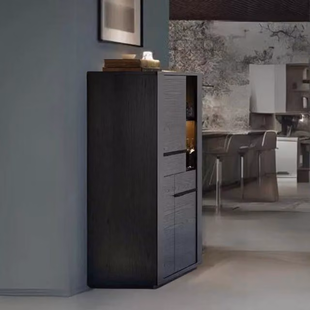 Vetrina credenza Alce 2 ante nero con particolari oro