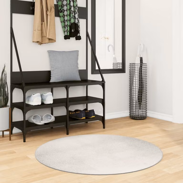 vidaXL Tappeto IZA Rotondo in Poliestere con Design Scandinavo Geometrico, Colore Beige e Bianco, Ø 100 cm