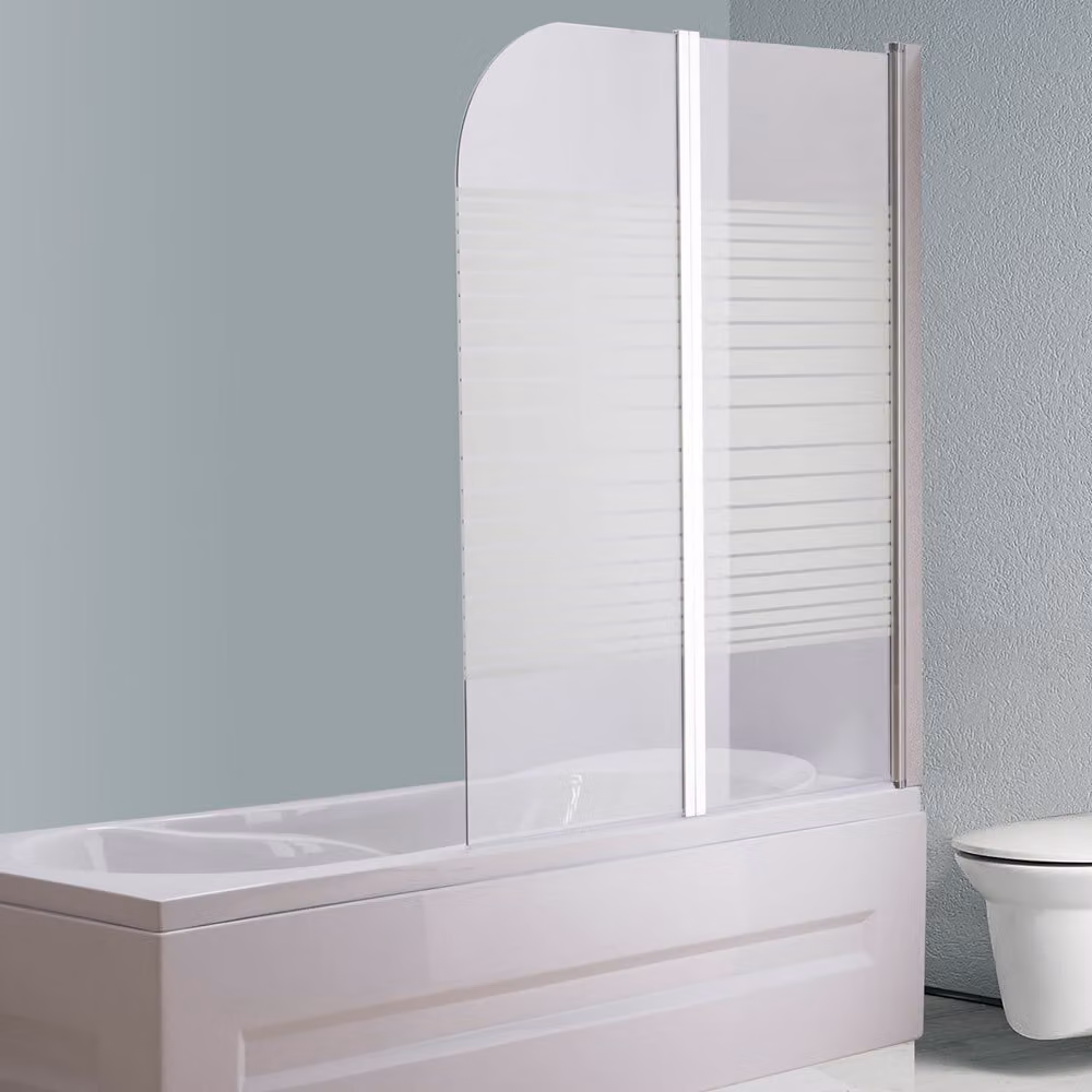 Parete pieghevole per vasca da bagno in vetro smerigliato ESG 141x117 cm pieghevole con profilo cromato e guarnizione