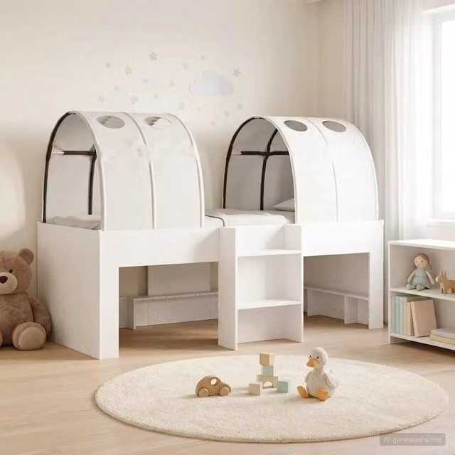 Letto con Tunnel 3 pz Bianco Legno ingegnerizzato 3423551