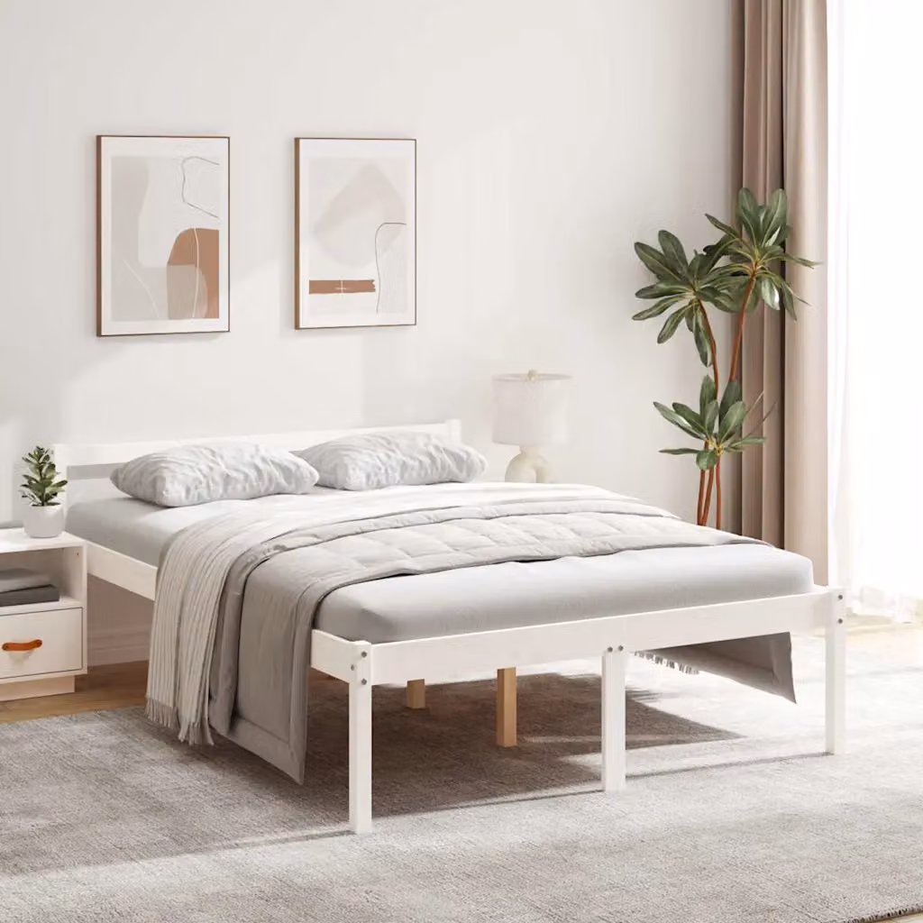 Letto per anziani vidaXL in legno di pino bianco L: 140,5 cm, P: 195,5 cm, H: 70,5 cm
