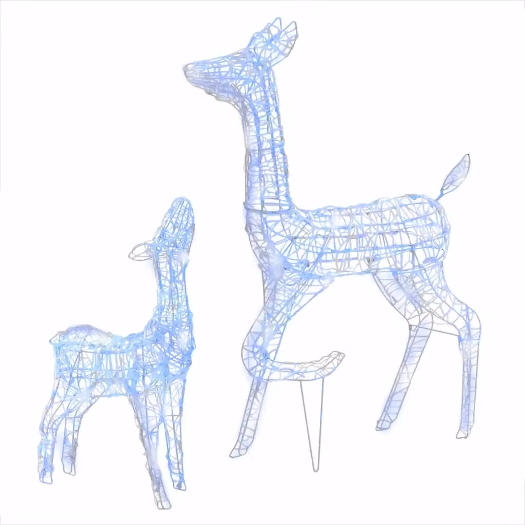 Famiglia di Renne di Natale vidaXL con 160 LED Blu in Plastica Trasparente per Giardino – 2