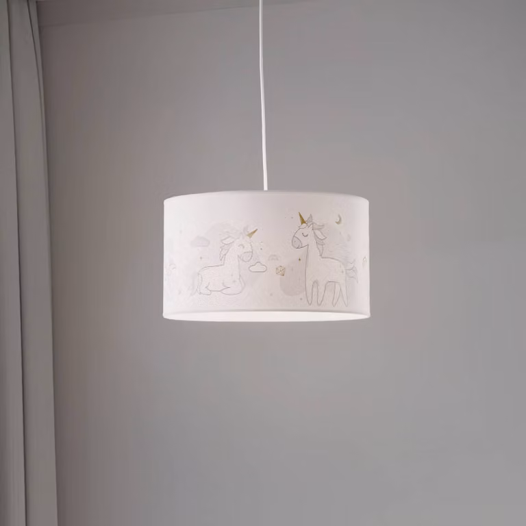 Lampada a sospensione Mila Duolla, dimmerabile, Bianco / Opale, Cameretta, Tessuto / Stoffa / Seta, Lampada a sospensione