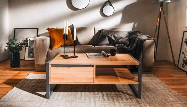 Tavolino da salotto moderno GIORDANOSHOP Denver 55 in legno color quercia e antracite L/P/H: 100 x 55 x 40 cm