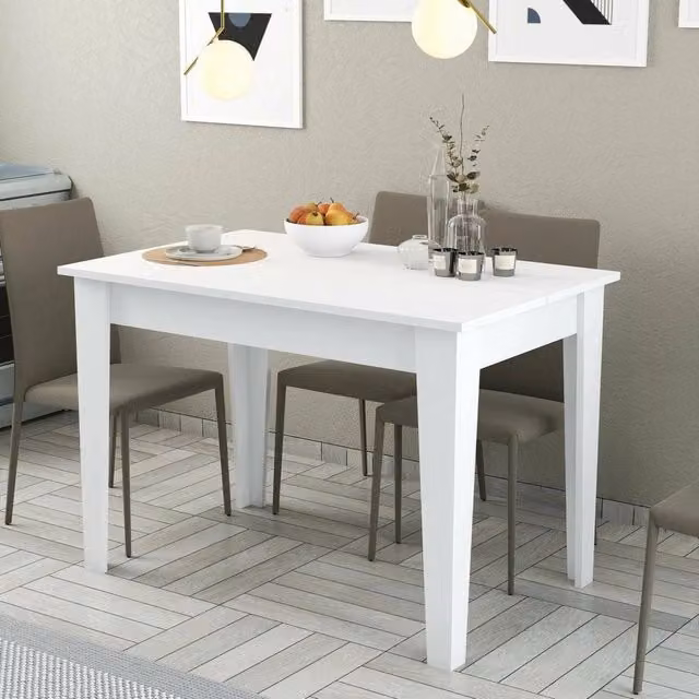 Tavolo fisso Eupilio DMORA per 4 persone, rettangolare, bianco, L: 110 cm, P: 72 cm, H: 75 cm – 1