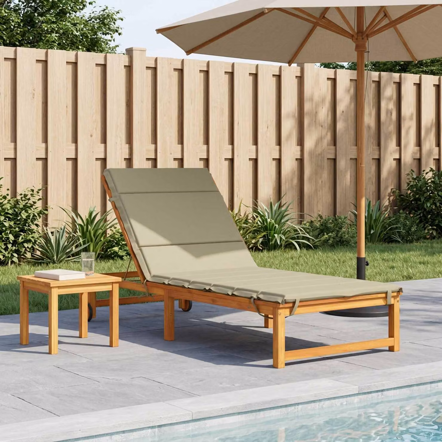 Cuscino per lettino vidaXL GEMERT in poliestere con fodera rimovibile e resistenza ai raggi UV, Verde o Beige