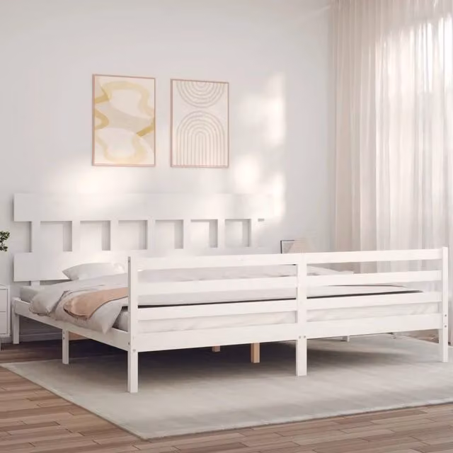 Letto con Testiera in Legno Massello di Pino Bianco vidaXL 200x200 cm
