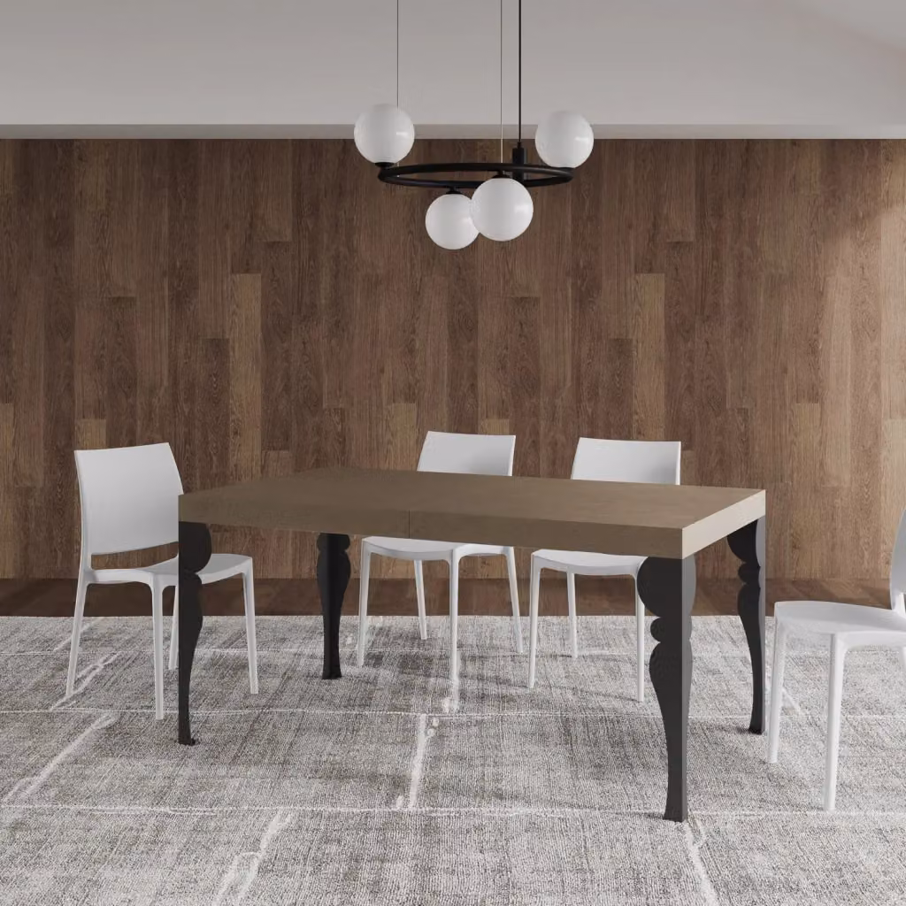 Tavolo allungabile moderno Itamoby con piano a farfalla, colore grigio antracite e beige, L/P/H: 160 x 90 x 77 cm (estendibile fino a 264 cm) – 2